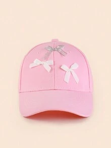 1 Máy Tính Nữ Dễ Thương Màu Hồng Nơ Mũ Bóng Chày Cong Vành Và Mềm Thái, tấm Che Nắng Và Gương Mặt-Thể Hiện Mũ Cho Mùa Xuân Và Mùa Hè - Hồng - Xem 2