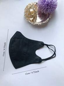 10入組黑色3D實心成人一次性無紡布口罩，可以防塵、防曬，一般適用於成人（S-M碼） - 黑色 - 查看 2