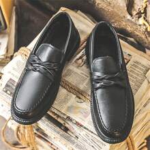 男士夏季便鞋，便士英式休閒皮鞋，青年髮型師禮服鞋 - 黑色 - 查看 6