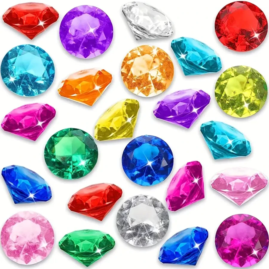20/50/100 Pcs Diving Gems Pool Beads, Large Acrylic Gems Big Gems Pirate Treasure Chest Summer Underwater Swimming Beads For Birthday Swimming Pool Party Favors