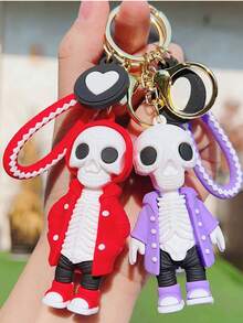 1pc Cartoon Skeleton Keychain, Fashion Sweatshirt And Car Doll Pendant, Bag Keychain, Memorial Halloween Christmas Gift Ideas Bag Accessories Lanyards With Id Holder Car Accessories Bag Charms