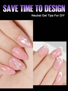 180 piezas de puntas de uñas en forma de almendra cortas, 15 tallas de diseño simple color rosa claro puro, uñas postizas acrílicas adecuadas para diseño de arte de uñas DIY, accesorios de uñas, uñas navideñas