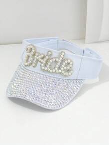 1pc Unisex Rhinestone Letter "BRIDE" Baseball Cap, Pearl Embellished Bridal Queen Sun Hat, Unique Sparkling Sequin Design With Pearl Letter, 2024 Wedding Essentials, Adjustable Outdoor Beach Cap, Suitable For Music Festivals, Travel, Hiking, Sun Protection, Parties, Daily Wear