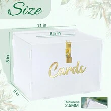 1pc,11*8*8 Inch Frosted Acrylic Wedding Card Box With Lock, Gift Card Box For Wedding Reception Envelope Card Box For Party Birthday Graduation - Frost - View 3