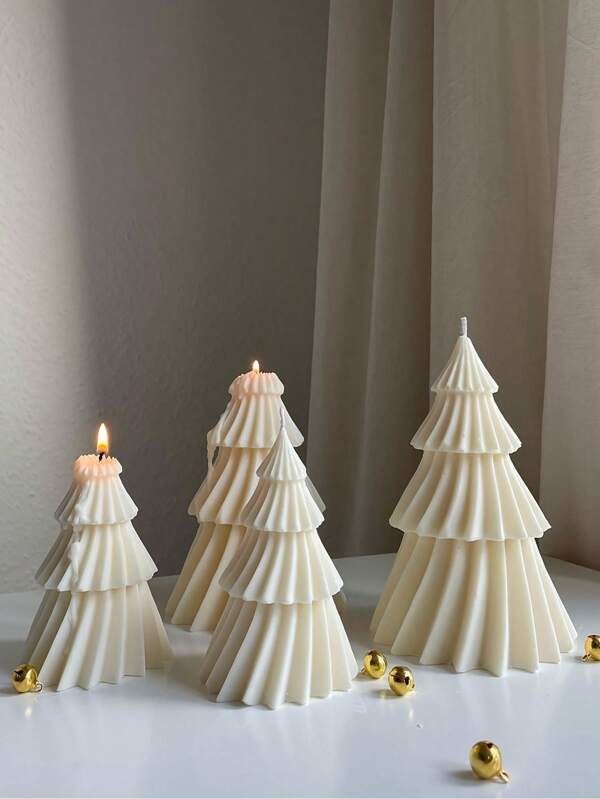 1 juego de moldes de árbol de Navidad de silicona, grande y pequeño, nuevos moldes hechos a mano DIY para velas aromáticas de yeso, decoración festiva, manualidades decorativas para el hogar