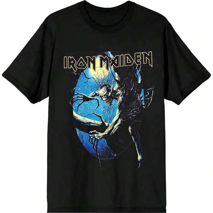 Iron Maiden | Official Band T-Shirt | Fear Of The Dark Oval Eddie Moon (Back Print) - 48-Hour Fast Shipping!  - Black - View 1