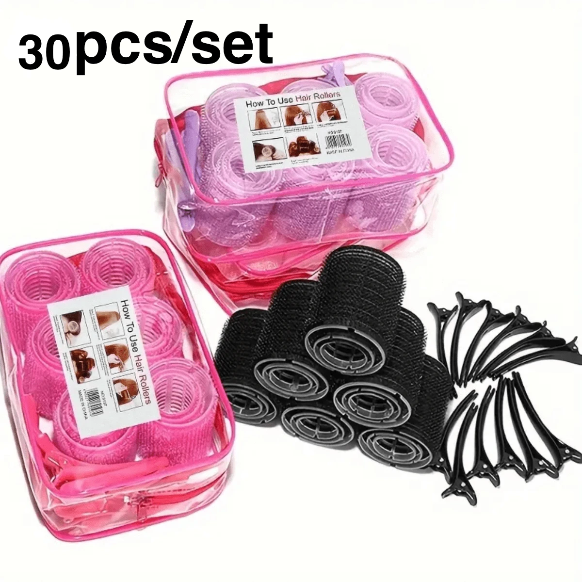30pcs/Set Self Grip Heatless Hair Curling Roller Hair Curlers DIY Hair Styling Accessories For Women