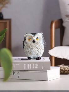 1pc Resin Creative Decorations, Owl Design Gardening Decoration Process, Suitable For Home, Office - Multicolor - View 2