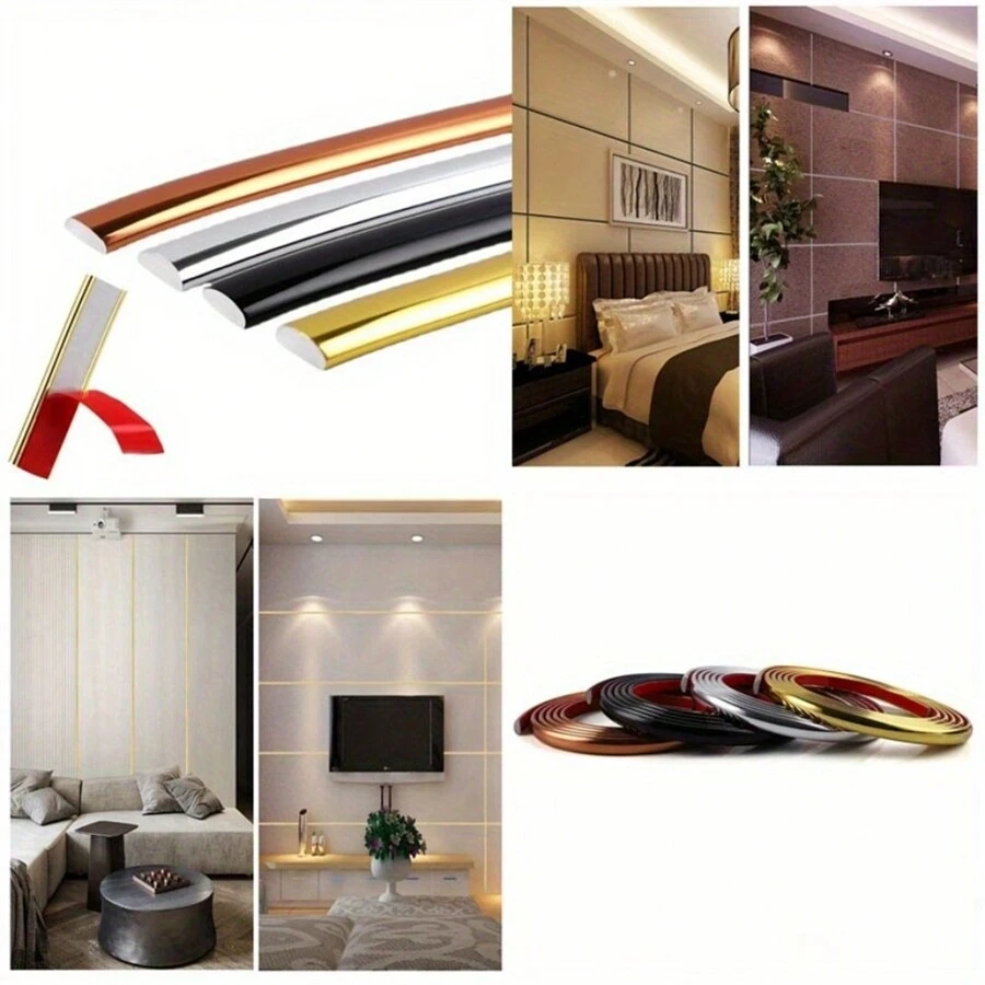 1 Miếng Dán Viền Và Dán Linh Hoạt Cho Cạnh Ngói Backsplash - Trang Trí Góc Tự Dính - Khuôn Ngói Vàng/Bạc 10ft - Dễ Lắp Đặt Và Bền Đẹp