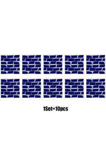 10入組家居裝飾性自粘PVC貼磁磚，適用於牆壁，臥室，浴室和廚房 - 藍色 - 查看 8