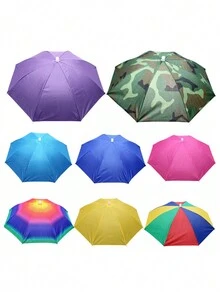 1 pièce Chapeau-parapluie de pêche d'été pour protection solaire, casquette pour adultes pour la décoration de fête au bord de la piscine, parapluie pliable pour la protection solaire en extérieur - Multicolore - Voir 10