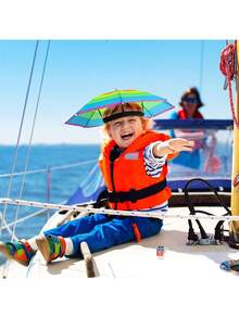 1 pièce Chapeau-parapluie de pêche d'été pour protection solaire, casquette pour adultes pour la décoration de fête au bord de la piscine, parapluie pliable pour la protection solaire en extérieur - Multicolore - Voir 2