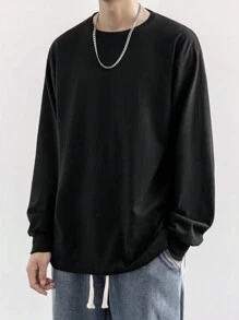 Camiseta Lisa Básica Masculina Manga Longa100% algodão Malha Premium 30.1 panteada Camiseta Basica