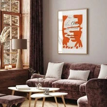 1入組帆布藝術印刷品，復古抽象風格，現代美國風，黑白淺米橘，牆藝，門廳走廊牆面裝飾，臥室床頭板，客廳沙發背景，裝飾掛畫，海報（框不包括），完美的禮物，家居裝飾，PVC硬管安全包裝 - 彩色 - 查看 8