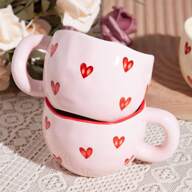 Creative Heart Shaped Ceramic Mug With Highly Attractive Value, Lovely Office Coffee Cup, Delicate Household Cup For Couples