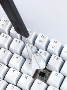 1pc Black Dual-Purpose Keycap Puller Steel Wire Metal Keycap Removal Tool For Mechanical Keyboard Cleaning And Replacement - Black Single Head Key Puller - View 1