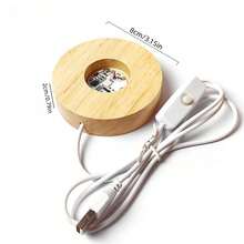 1 pieza Base de luz de madera tricolor con brillo ajustable, base de lámpara LED de madera maciza redonda/cuadrada para decoración DIY, luz nocturna - Caqui - Ver 4
