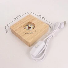 1 pieza Base de luz de madera tricolor con brillo ajustable, base de lámpara LED de madera maciza redonda/cuadrada para decoración DIY, luz nocturna - Caqui - Ver 6