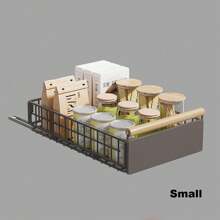 1pc Pull-Out Cabinet Organizer, Large Capacity Food Storage Shelf Spice Rack, Drawer-Type Basket Suitable For Cabinets, Bathrooms, Kitchens - Grey - View 6