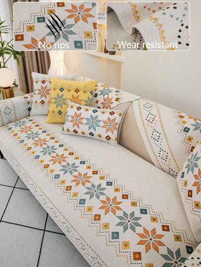 1 Vỏ đệm ghế sofa bốn mùa, Tấm lót ghế sofa chống trượt đơn giản hiện đại theo phong cách Bohemian, Vỏ bọc ghế sofa chống bụi có thể giặt được, Chất liệu vải nhung thích hợp cho phòng ngủ, văn phòng, phòng khách, ghế sofa hình chữ L và vỏ bọc ghế 1/2/3/4
