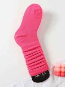 1 Paar Damen Japanischen und Koreanischen Stil Frühling/Sommer vielseitige Pile Socken, College/Lolita/Einfach/Sportlich, Kniestrümpfe Einfarbig (Sockenhalterung nicht enthalten)