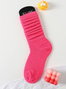 1 Paar Damen Japanischen und Koreanischen Stil Frühling/Sommer vielseitige Pile Socken, College/Lolita/Einfach/Sportlich, Kniestrümpfe Einfarbig (Sockenhalterung nicht enthalten)