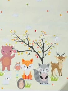1張130*220CM/51.2*87IN帶可愛卡通黃色動物圖案的一次性派對裝飾桌布，適用於各種主題派對和日常使用 - 彩色 - 查看 3