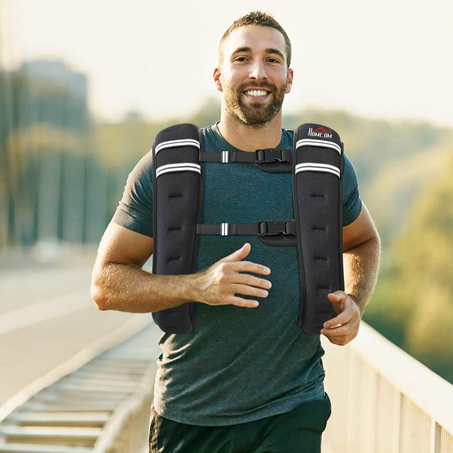 Soozier Gilet Zavorrato 10kg Traspirante con Tasca Portaoggetti e Spallacci, Giubbotto con Pesi in tessuto Oxford, Metallo e Sabbia, 40x35 cm, Nero