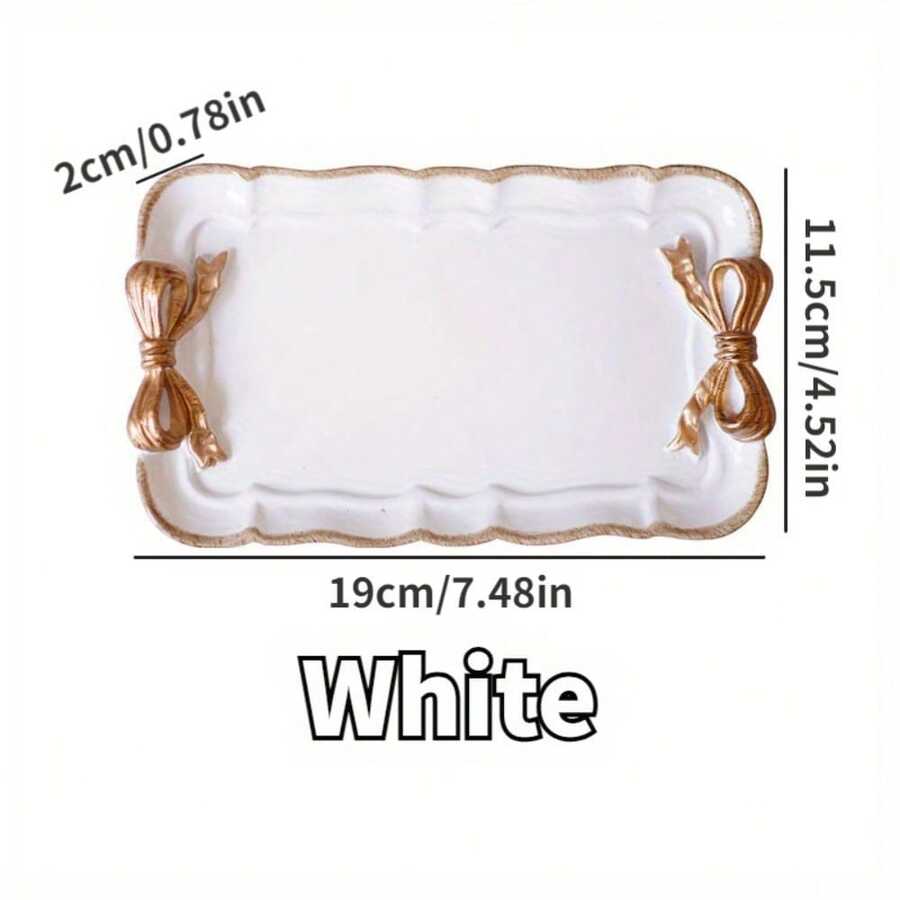 1pc Bow Tray Fruit Dessert Plate Cake Tray Jewelry Storage Dessert Tray