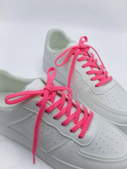 2 Pairs Fashion Solid Color Elastic Shoelaces