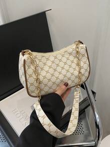 Fashionable Solid Color Vintage Simple Shoulder Bag, Tready Crescent Moon Bag For Women