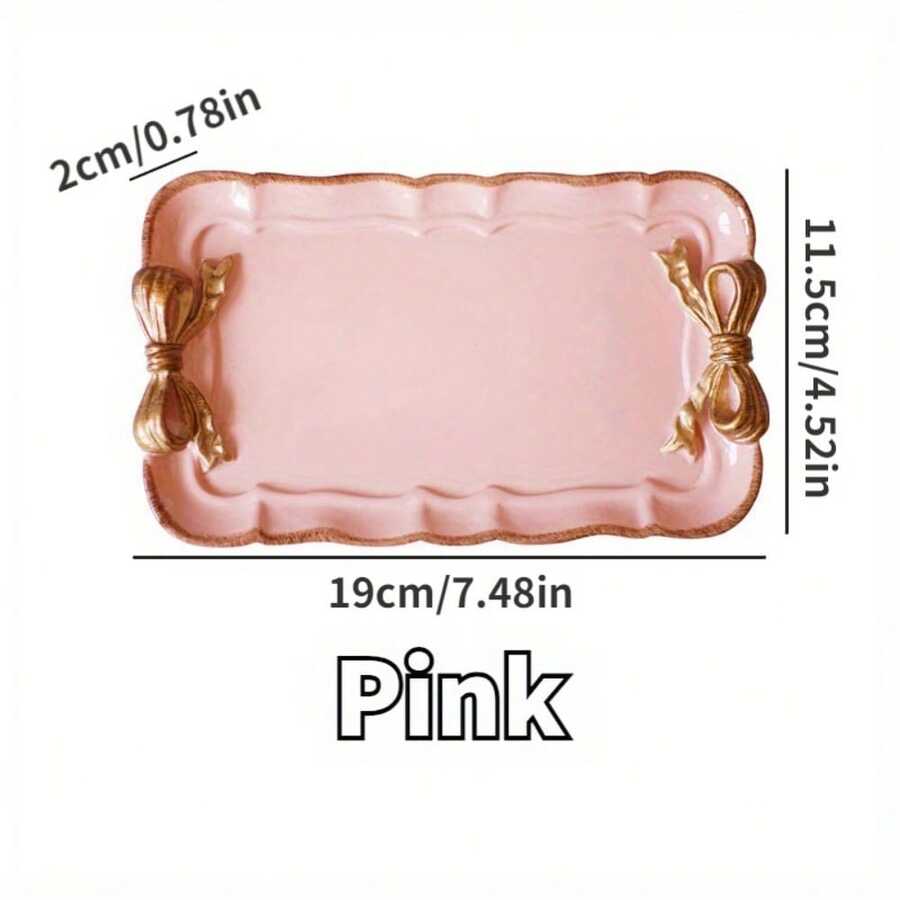 1pc Bow Tray Fruit Dessert Plate Cake Tray Jewelry Storage Dessert Tray