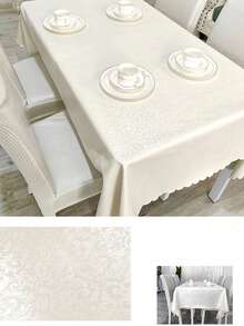 1入組防滑防水防塵防油防污Ins風格家用桌布，矩形/正方形 - 白色 - 查看 4