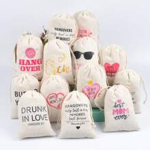 5pcs Bachelorette Party Favors Hangover Kit Party Favor Bags Gift Tags And Drawstring For Wedding Survival Recovery Kit And Bridesmaid Gifts(PINK/RED/BLACK) - Red - View 4