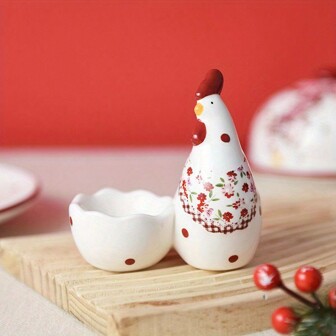 Ins Style, Creative Cartoon Ceramic Egg Cup Egg Display Cup Egg Stand Holder Hard Boiled Egg Stand Soft Boiled Egg Cup Chicken Figurine Egg Cup For Dining Table Decoration Christmas Gift