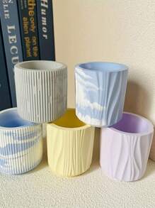 1 pieza Taza de aromaterapia de yeso/concreto DIY con moldes de silicona para almacenamiento de yeso y acabado espejo, decoración creativa
