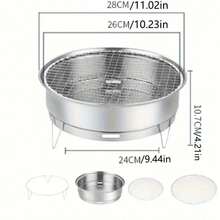 1個便攜式可摺疊燒烤架，燒烤炭爐，適用於戶外露營、野餐和燒烤 - 銀色 - 查看 8