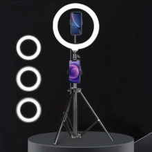 Đèn LED selfie vòng 8 inch có chân đế ba chân & giá đỡ di động, hoàn hảo cho bạn xem phim & phát trực tiếp - Đen và trắng - Xem 11