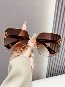 復古方形金屬太陽鏡，男女兼用，塑料時尚經典裝飾，戶外旅行海灘度假防UV太陽眼鏡 - 彩色 - 查看 5