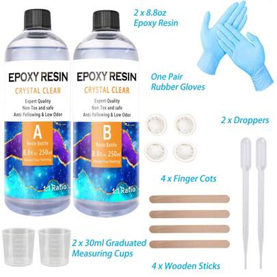 500ml Crystal Epoxy Resin Kit - Table Top Epoxy Resin Kit - Epoxy Resin For Resin Molds, Table Top, Art Resin, Craft, Jewelry Casting, DIY, Tumblers & Wood Craft Decoration.
