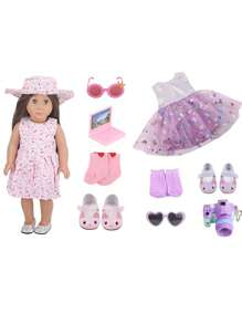 Set de ropa y accesorios para muñeca de 18 pulgadas - Piezas de vestuario de moda para crear diversos looks elegantes, esenciales para el guardarropa de la muñeca - Multicolor - Ver 6