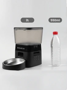 ROJECO ROJECO Automatic Cat Food Dispenser, 2 Liter Automatic Cat Feeder, Timer Feeder Program 1-6 Meal Control, Automatic Cat Feeder With Stainless Steel Bowl And Dual Power Supply, Automatic Feeder For Dogs And Cats, Adapter Not Included, Push Button Version WIFI Version Black