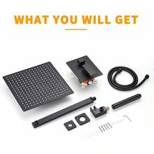 Saetow Shower Faucet Matte Black Shower System With 12 Inches Rain Shower Head And Handheld Spray Bathroom Luxury Rain Shower Faucet Set Complete Wall Mounted - 黑色 - 查看 8