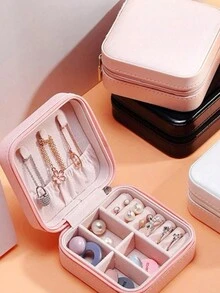 1個珠寶盒多層高容量收納盒，可放耳環，項鍊，戒指和其他配飾;高端化妝品珠寶盒收納盒，也可收納手表和化妝品;為精美金飾，手表和配件提供便捷而豪華的收納方式。 - 彩色 - 查看 8