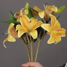 Conjunto de 3 piezas de lirios artificiales de simulación con 2 flores y 1 brote, decoración estética para habitación, decoración para baño, follaje artificial impermeable para decoración de hogar interior/exterior, oficina, jardín, celebración de aniversario de bodas, decoración de enredadera y arco para bodas, hogar decorativo para las celebraciones del Año Nuevo y el Festival de Primavera, decoración estética para habitaciones, decoración para el dormitorio, decoración para habitación preppy, decoración para habitación boho. - Multicolor - Ver 9