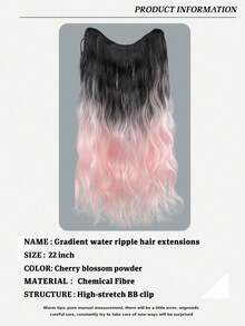 22英寸女士染色漸變水紋插片式自然髮片 - 漸層粉紅色 - 查看 7