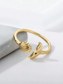 1 Buah atau 2 Buah/Set Cincin Ekor Putri Duyung dan Kerang untuk Wanita, Cincin Janji Laut Terbuka dan Dapat Disesuaikan, Perhiasan Pernikahan Musim Panas Bertema Laut - 1 - View 3