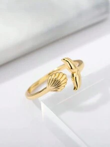 1 Buah atau 2 Buah/Set Cincin Ekor Putri Duyung dan Kerang untuk Wanita, Cincin Janji Laut Terbuka dan Dapat Disesuaikan, Perhiasan Pernikahan Musim Panas Bertema Laut - 1 - View 4