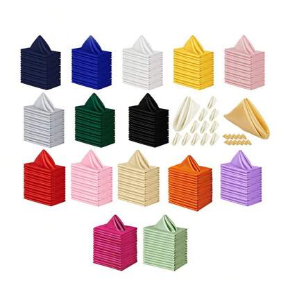 Set de 8/16/24 servilletas, servilletas de boda a granel, servilletas de cena decorativas y elegantes, servilletas de mesa cuadradas, servilletas de tela de satén sedoso para restaurantes, banquetes, fiestas de graduación (43*43 cm/17*17 pulgadas), vuelta al colegio