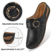 Women's Massage Beads Mule Shoes, Fashionable Thick Bottom Wedge Slip-On Closed Toe Shoes, For All Seasons
